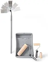 ROLLINGDOG Paint Roller Set with Extension Pole - 9 pc Paint Roller and Tray Set - Paint Brush,Paint Tray,Microfiber Roller Cover, Roller Frame for Walls and Ceilings Decorating and Painting