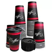 16oz Design Coffee Cups and Black Flat Lids Hot Cold Drinks Disposable 400pcs