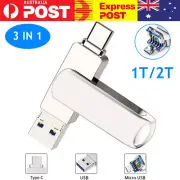1TB 2TB USB 3.0 Flash Drive Memory Photo Stick for Samsung Android Type C 3IN1