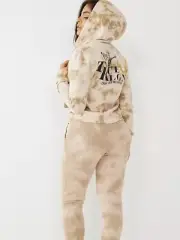 True religion tie dye logo zip hoodie and jogger tracksuit