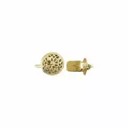 14K Yellow Gold-Filled Filigree Pearl Bead Clasp Single Strand Stringing 9 mm