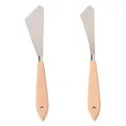 1X(2 Pcs Painting Spatula Palette Wood Handle and Painting9265