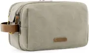BAGSMART Toiletry Bag for Men, Canvas Travel Toiletry Organizer Dopp Kit Water-resistant Shaving Bag for Toiletries Accessories, Beige, Large, Basic/Leisure