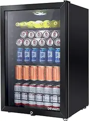 Devanti Bar Fridge, 115L Mini Fridges Organiser Refrigerator Chest Freezer Portable Small Wine Cooler Home Bedroom Car Boat Camp Office Countertop, Fast Frozen Quiet Operation Black