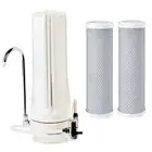 Water Filter White Bench Counter Top + 2x 5uM Carbon Block CTO Filters CT-1-C5