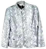 NWT ALFRED DUNNER Women Full Zip Outerwear Jacket Animal Faux Snakeskin Size 14