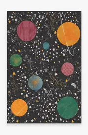 200' x 290' | Machine Washable Runner Rug | Kid & Pet Friendly | Indoor Rug | Outer Space Black Rug | Ruggable