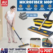 New Upgrade Style Large Flat Mop 360°RotatingWringing Mop+FoldableBucket+6cloth