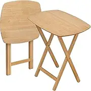eHemco Oversized Hardwood Folding TV Tray Tables for Eating, 25.5 Inches, Natural, Set of 2