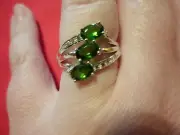 Chrome Diopside 3-Stone Ring in 925 Sterling Silver-Size 7-TGW 1.49 Carats