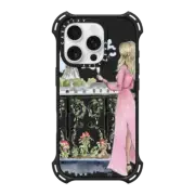 iPhone 16 Pro Bounce Case MagSafe Compatible Paris Girl -Blonde- Eiffel Tower- Fashion Illustration- Champagne-
