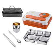 Nevenka 316 Stainless Steel Lunch Box With 5 Compartments Bento Container-Orange