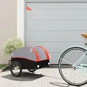 Bike Trailer Black and Orange 30 kg Iron-Bike Trailer Cargo in Steel Frame,ExtraStorage Carrier with Hitch