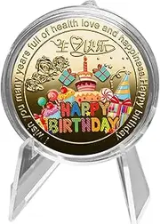 Bvizyelck Happy Birthday Coin - Metal Collectible Coin,Cake Lucky Coin, I You Many Years Full of Health Love and Happiness, Commemorative Coin for Friends