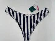 ROXY Women XL Navy White Stripe PARALLEL PARADISO Surf Swim Beach Bikini New