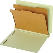 Pendaflex® End-Tab Classification Folders, 2 1/2" Expansion, 8 1/2" x 11", 2 Dividers, Light Green, Box Of 10 Folders