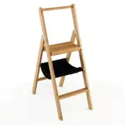 WELLFOR Folding Step Stool Bamboo Wood Rounded Corners w/ 330-Lbs Load Capacity