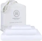 Twin Bed-Sheets - 800 Thread Count Jacquard Celine Hotel White, 100% Natural Cot
