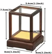 Rosewood Trim Base Display Case Transparent Glass Doll Art Jewelry Dust Cover 02