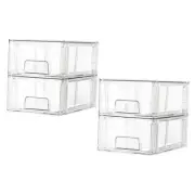Pack Stackable Storage Drawers,Clear Acrylic Drawer Organizers with Handles, 4