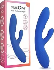 plusOne Luxe Rabbit Vibrator for Women - Made of Body-Safe Silicone, Fully Waterproof, USB Rechargeable - Dual Vibrating Massager with 10 Vibration Settings