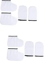 Minkissy 8pcs Paraffin Wax Gloves and Mitts for Hand and Foot Care Material Straps for Moisturizing Treatments and Sessions