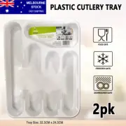 2x Plastic Cutlery Tray Storage Kitchen Drawer Organiser Box Spoon Knives Forks