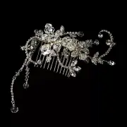 Silver Marquise Flower Rhinestone Austrian Crystal Wedding Bridal Hair Comb