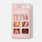 OXX Cosmetics 100 Pack Artificial Nails with Adhesive - Almond Shape, Nude