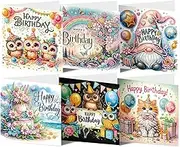 Diamond Art Cards 6 Pcs, Diamond Painting Card with Envelopes DIY Birthday Greeting Card | Animal Plant Diamond Festival Gift Cards | Rinestone Arts Craft Cards Making Kit for Friend Family Lover
