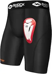 [Shock Doctor] Compression Shorts with Protective Bio-Flex Cup, Moisture Wicking Vented Protection, Adult Size