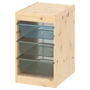 TROFAST storage combination with boxes, light white stained pine grey-blue/light green-grey, 32x44x53 cm