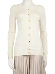 Cream Ribbed Button Up Cardigan