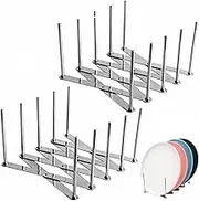 Lyfengdeam Adjustable Pot Lid Organizer Rack - Kitchen Cabinet Pantry Pan Holder, Retractable Small Dish Drying Rack (2 Pcs)