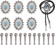 SUPERFINDINGS Pack of 12 Bolo Cord Ends with 6 Pieces Bolo Ties Slide Pendants Made of Alloy Replacement End Caps Boltie Buckles Cord End for Bolotie Making Inner Diameter: 4 mm