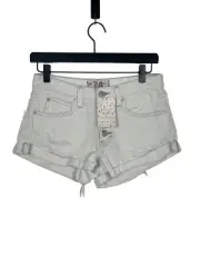 Free People Romeo Rolled Cut Off Denim Shorts White Size 24 NWT