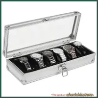 在飛比找蝦皮購物優惠-6位鋁製手錶箱 6格插入槽珠寶手錶展示儲物盒案例鋁製手錶盒珠