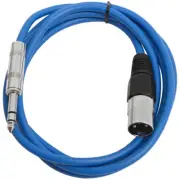 6 Foot Blue XLR Male to TRS Patch Cables PA DJ Cords XLRF to 1/4"