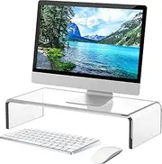 Acrylic Monitor Stand - Acrylic Computer Laptop Stand White Clear Monitor Stand Acrylic Computer Stand Acrylic Monitor Riser for Desk Keyboard Storage Office, Home, School