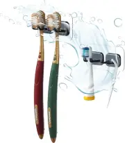 Hook LAB Self-Adhesive Double Toothbrush Holder, 2-Pack, Removable & Reusable Wa