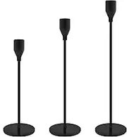 Urban Deco Taper Vintage Candle Holders for Table Centerpiece Decorative Tall Candle Holder Fits 3/4 Inch Brass Candlestick Holders - Black Matte - Pack of 3.