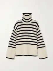 [TOTEME] TOTEME - Striped Wool-blend Turtleneck Sweater - Beige - medium medium Neutrals