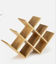 8-Bottle Wine Rack Bottle Holder Bamboo Storage Shelf Freestanding