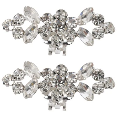 1Pair Rhinestone Crystal Wedding Bridal Diamante Crystal Shoe Clips J8F73458