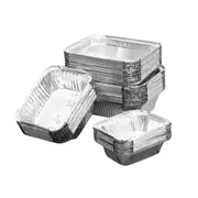 125PCS Disposable Quadrate Tin Foil Pans Oven Grill Safe Non-Stick Baking Trays