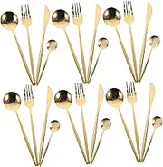KICHOUSE Complete 24-Piece Stainless Steel Dinnerware Set Western Style Forks Spoons Steak Cutters for Parties