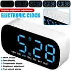LED Electric Digital Alarm Clock Mains Power Mirror Display Bedroom Bedside