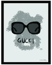 Gucci Glasses Face Design Framed Print Wall Art
