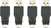 Ruiwaer 4PCS Black USB 2.0 Adapter A Male to Micro Male USB Male to Micro Male Sdapter
