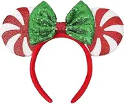 [Luxiremi] Christmas Mouse Ears Headband, Christmas Sequin Bow Headbands, Christmas Headbands, Glitter Snowflake Hair bands Hair Accessories for Christmas Decorations Party Supplies